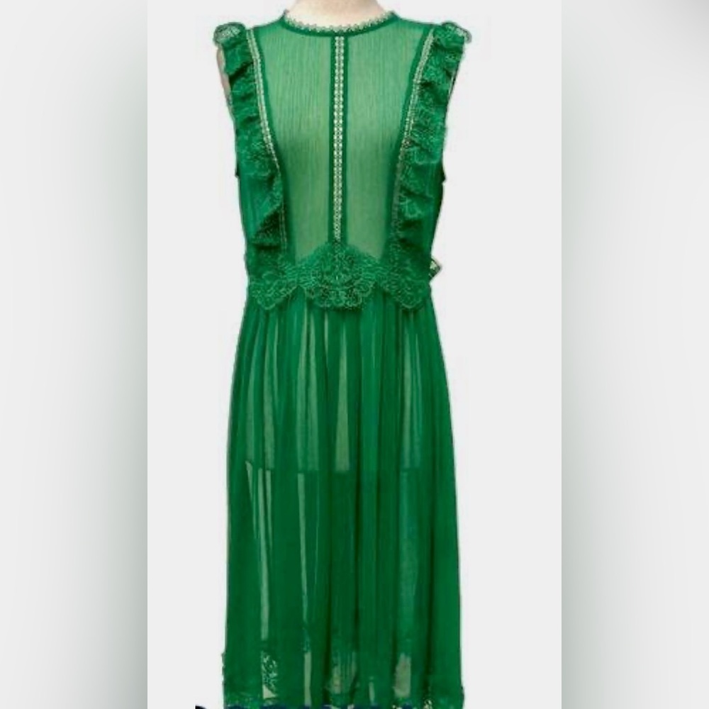 Ted Baker London Green Lace Sheer Dress Size 3